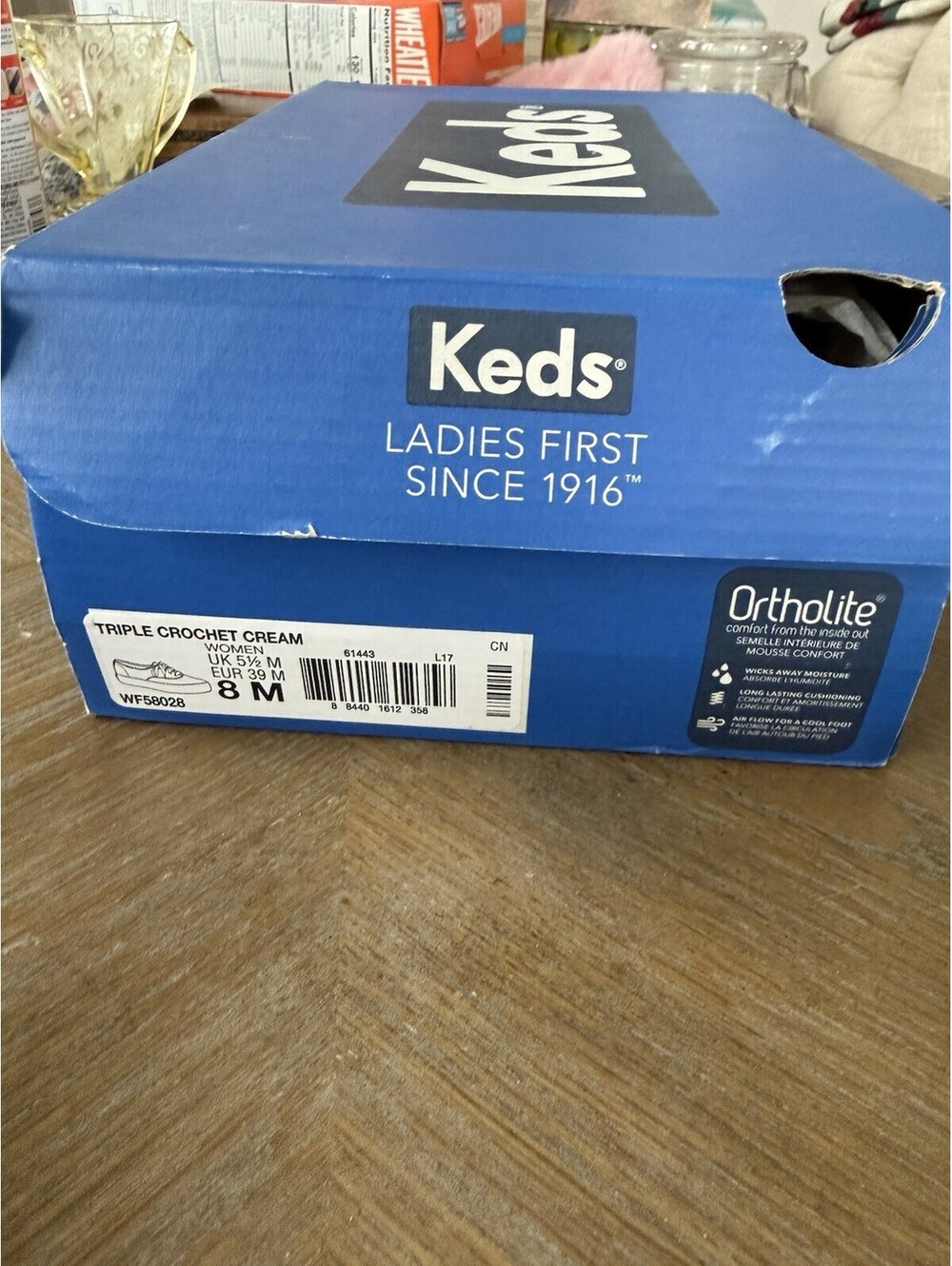 Keds Triple Crocheted Cream Sneakers Lacy Size 8 Comes With Box - Picture 8 of 8